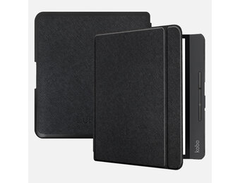 Lunso Kobo Forma hoes (8 inch) - Vegan Saffiano Leren sleepcover - Zwart
