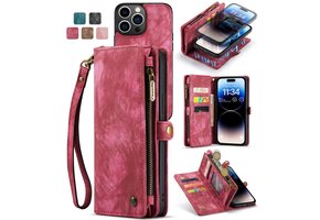 Caseme iPhone 13 Pro Max  hoesje - Vintage 2 in 1 portemonnee - Roze