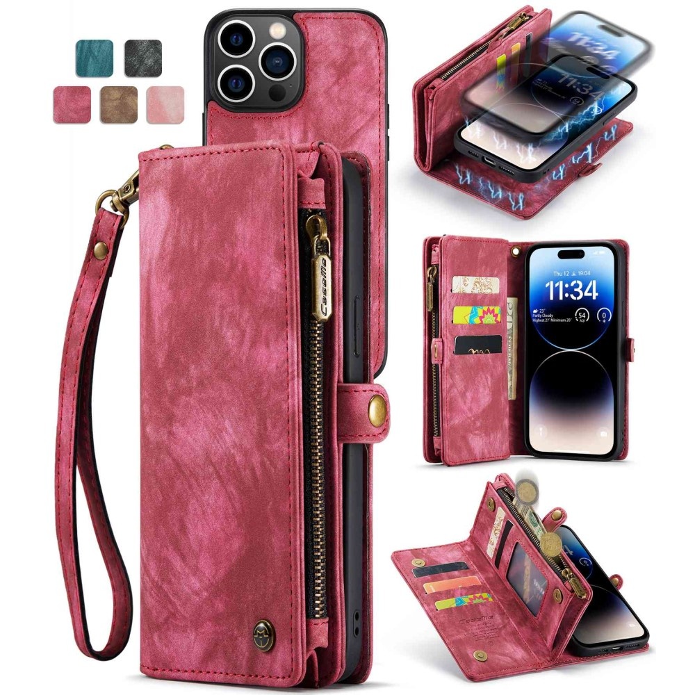 iPhone 13 Pro Max  hoesje Vintage 2 in 1 portemonnee - Roze