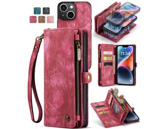 Caseme iPhone 13  hoesje - Vintage 2 in 1 portemonnee - Roze