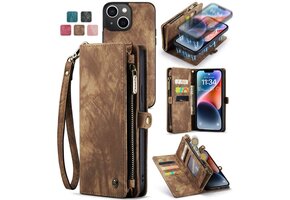 Caseme iPhone 13 Mini  hoesje - Vintage 2 in 1 portemonnee - Bruin