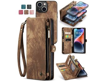 Caseme iPhone 13 Mini  hoesje - Vintage 2 in 1 portemonnee - Bruin