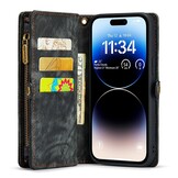 iPhone 13 Pro  hoesje Vintage 2 in 1 portemonnee - Zwart