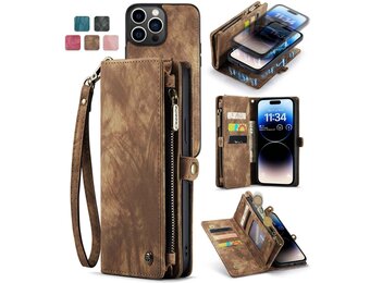 Caseme iPhone 12 Pro Max hoesje - Vintage 2 in 1 portemonnee - Bruin