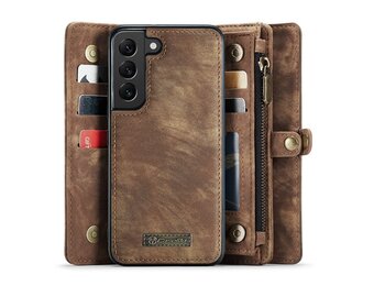 Caseme Samsung Galaxy S22 Plus hoes - Vintage 2 in 1 portemonnee - Bruin