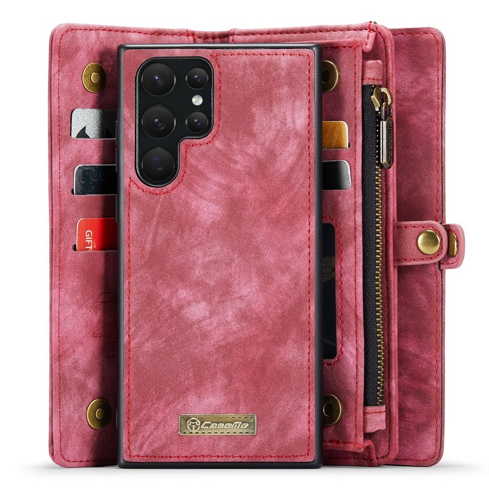 Samsung Galaxy S22 Ultra Vintage 2 in 1 portemonnee hoes - Roze