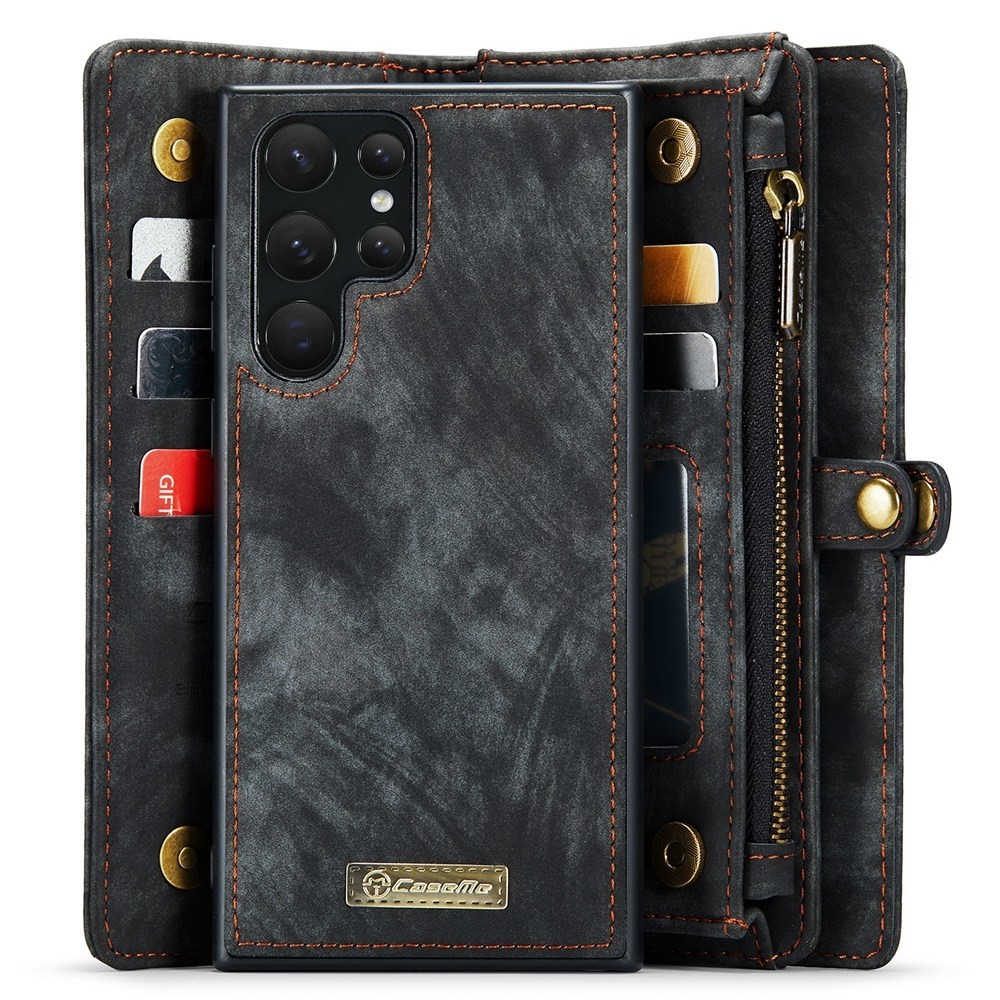 Samsung Galaxy S22 Ultra Vintage 2 in 1 portemonnee hoes - Zwart