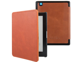 Lunso Kobo Aura Edition 2 hoes (6 inch) - Leren sleepcover - Cognac