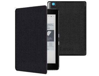 Lunso Kobo Aura edition 2 hoes (6 inch) - Vegan Leren Saffiano sleepcover - Zwart