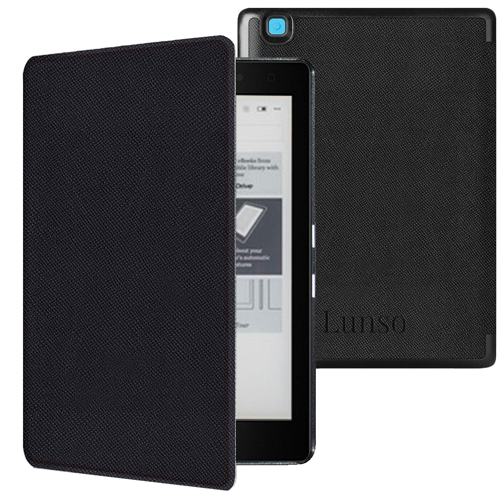 Kobo Aura Edition 2 hoes (6 inch) Vegan Leren Saffiano sleepcover - Zwart