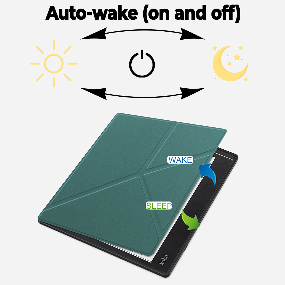 Kobo Elipsa 2E hoes (10 inch) Origami sleepcover - Donkergroen