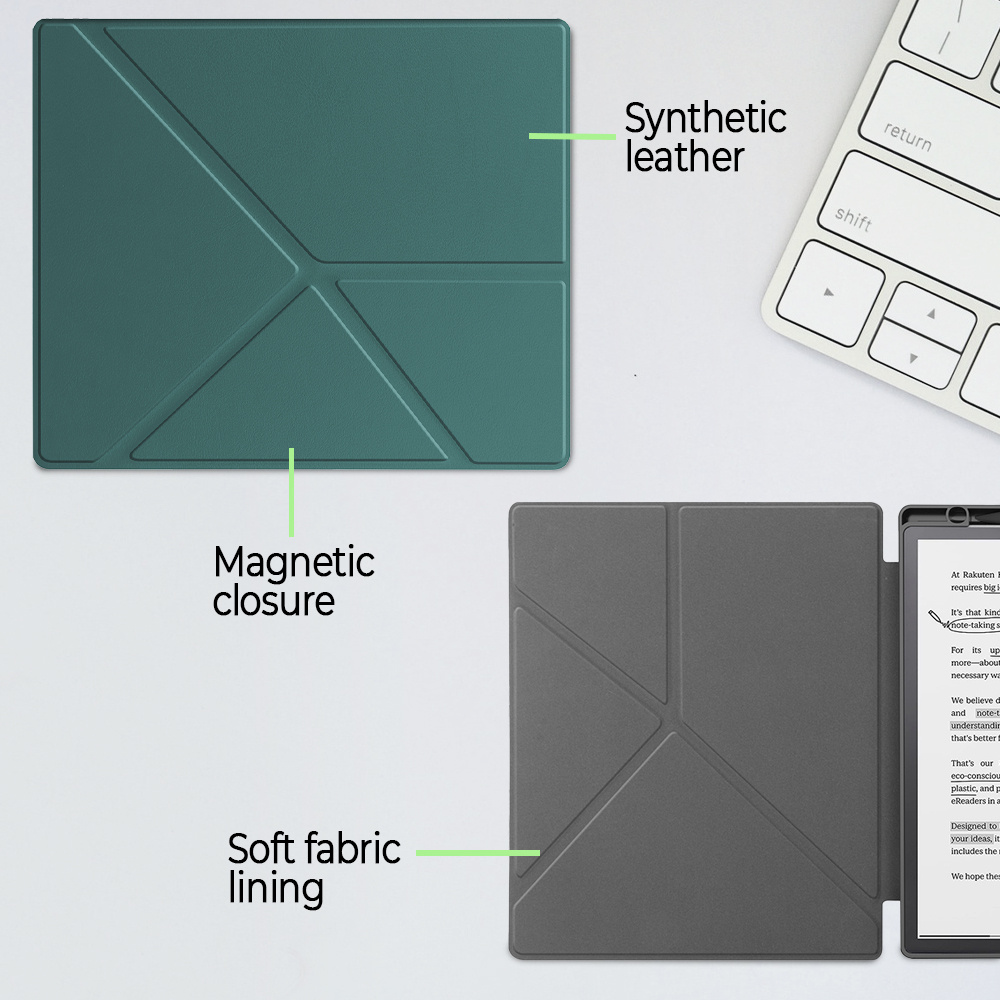 Kobo Elipsa 2E hoes (10 inch) Origami sleepcover - Donkergroen