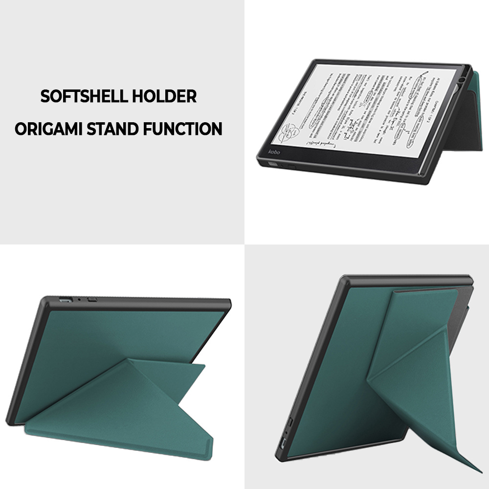 Kobo Elipsa 2E hoes (10 inch) Origami sleepcover - Donkergroen