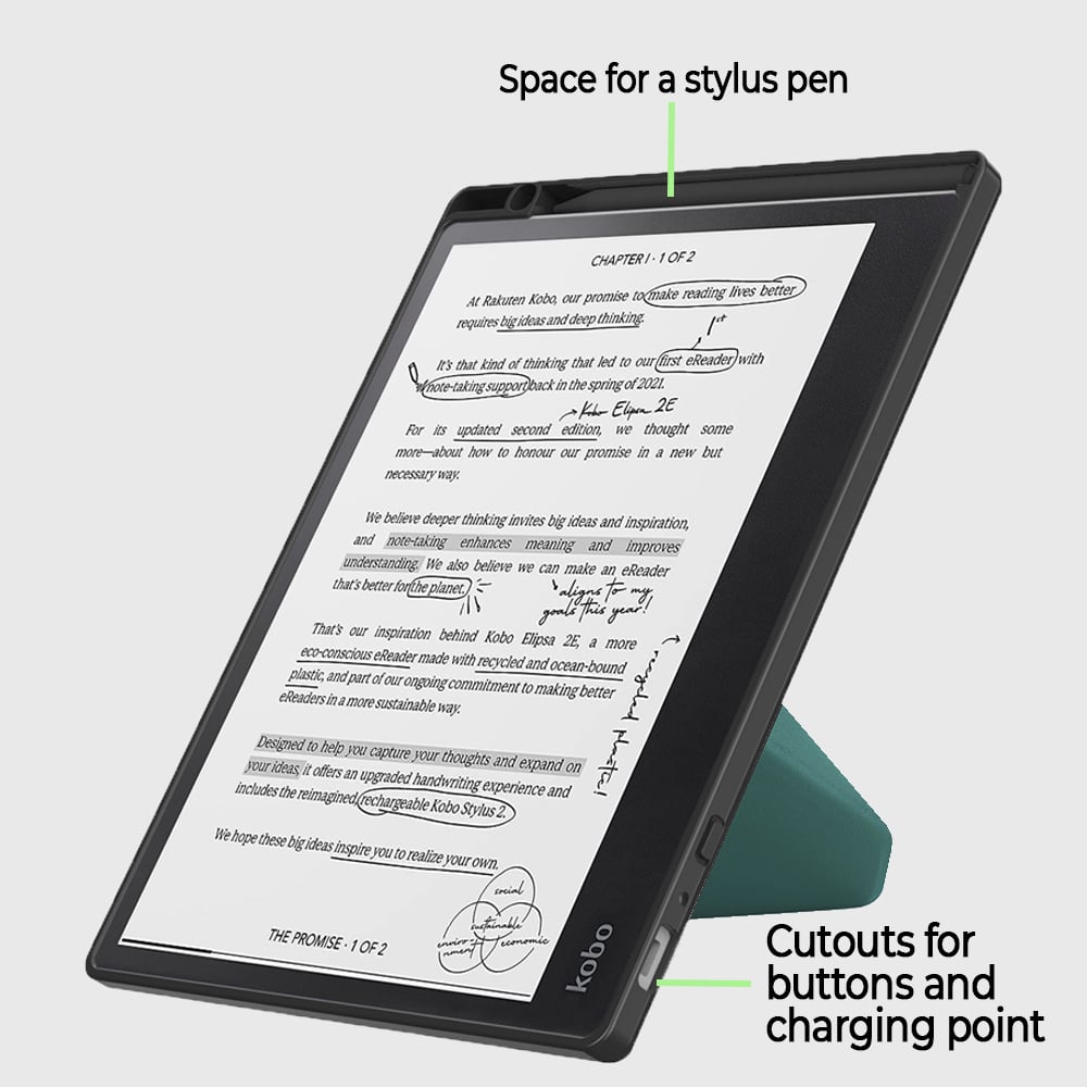 Kobo Elipsa 2E hoes (10 inch) Origami sleepcover - Donkergroen