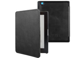 Lunso Kobo Aura H20 Edition 2 hoes (6.8 inch) - Leren sleepcover - Zwart