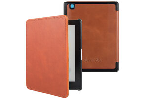 Lunso Kobo Aura H20 Edition 2 hoes (6.8 inch) - Leren sleepcover - Cognac