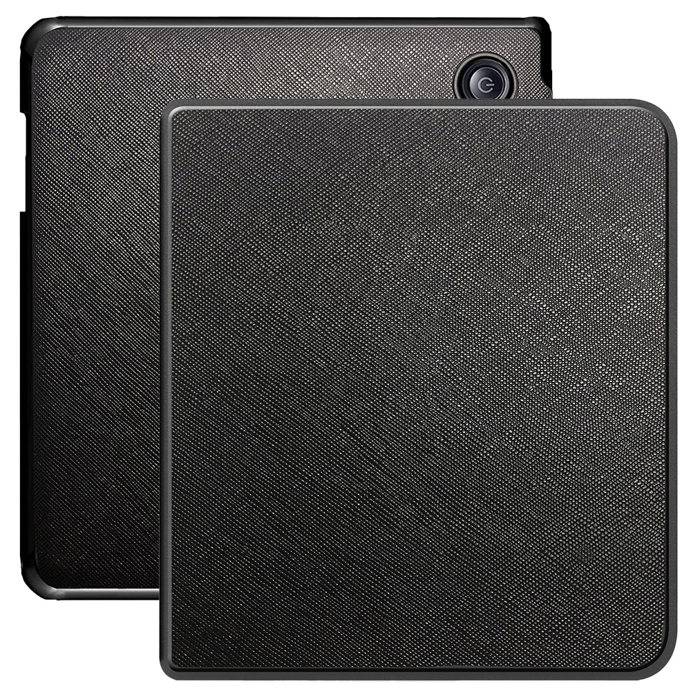 Kobo Libra Colour hoes (7 inch) Vegan Saffiano leren sleepcover - Zwart