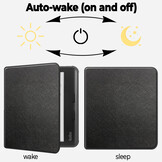 Kobo Libra Colour hoes (7 inch) Vegan Saffiano leren sleepcover - Zwart