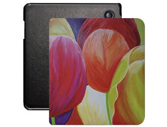 Lunso Kobo Libra Colour hoes (7 inch) - Vegan Saffiano Leren sleepcover - Tulpen