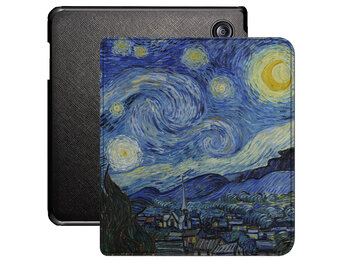 Lunso Kobo Libra Colour hoes (7 inch) - Vegan Saffiano Leren sleepcover - Van Gogh Sterrennacht