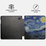 Kobo Libra Colour hoes (7 inch) Vegan Saffiano leren sleepcover - Van Gogh Sterrennacht