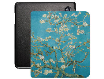 Lunso Kobo Libra Colour hoes (7 inch) - Vegan Saffiano Leren sleepcover - Van Gogh Amandelbloesem