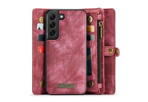 Caseme Samsung Galaxy S22 hoes - Vintage 2 in 1 portemonnee - Rood