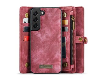 Caseme Samsung Galaxy S22 hoes - Vintage 2 in 1 portemonnee - Rood