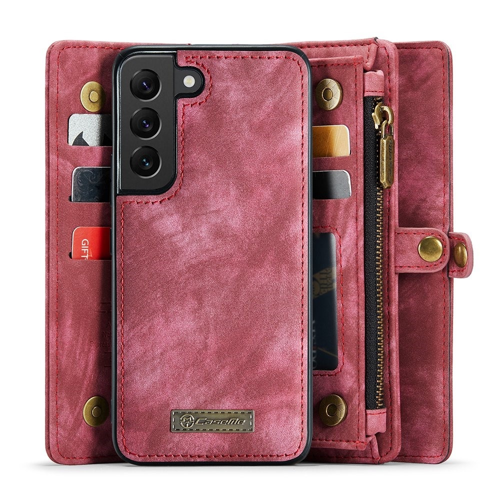 Samsung Galaxy S22 Vintage 2 in 1 portemonnee hoes - Rood