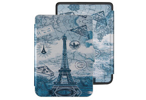 Lunso - Kobo Clara HD hoes (6 inch) - sleep cover - Eiffeltoren