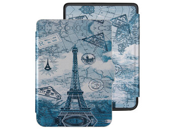 Lunso - Kobo Clara HD hoes (6 inch) - sleep cover - Eiffeltoren