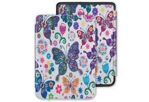 Lunso - Kobo Clara HD hoes (6 inch) - sleep cover - Vlinders