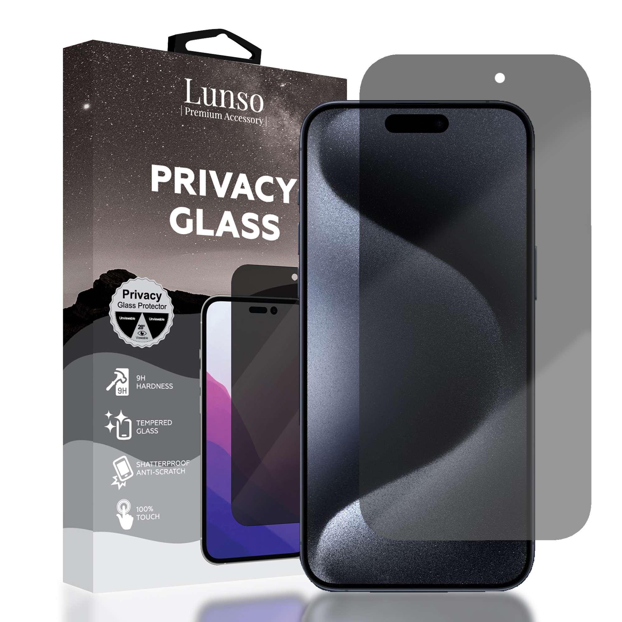 iPhone 15 Plus en iPhone 15 Pro Max Privacy Glass (Screen protector)