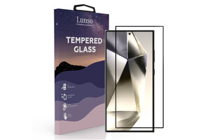 Lunso Samsung Galaxy S24 Ultra Gehard Beschermglas - Full Cover Screenprotector - Black Edge
