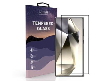 Lunso Samsung Galaxy S24 Ultra Gehard Beschermglas - Full Cover Screenprotector - Black Edge