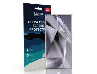 Lunso Samsung Galaxy S24 Ultra Duo Pack (2 stuks) Beschermfolie - Full Cover Screenprotector