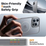 Torras iPhone 16 Pro Max hoesje – slanke, duurzame backcover met volledige MagSafe ondersteuning en schokbestendige bescherming - Titaangrijs