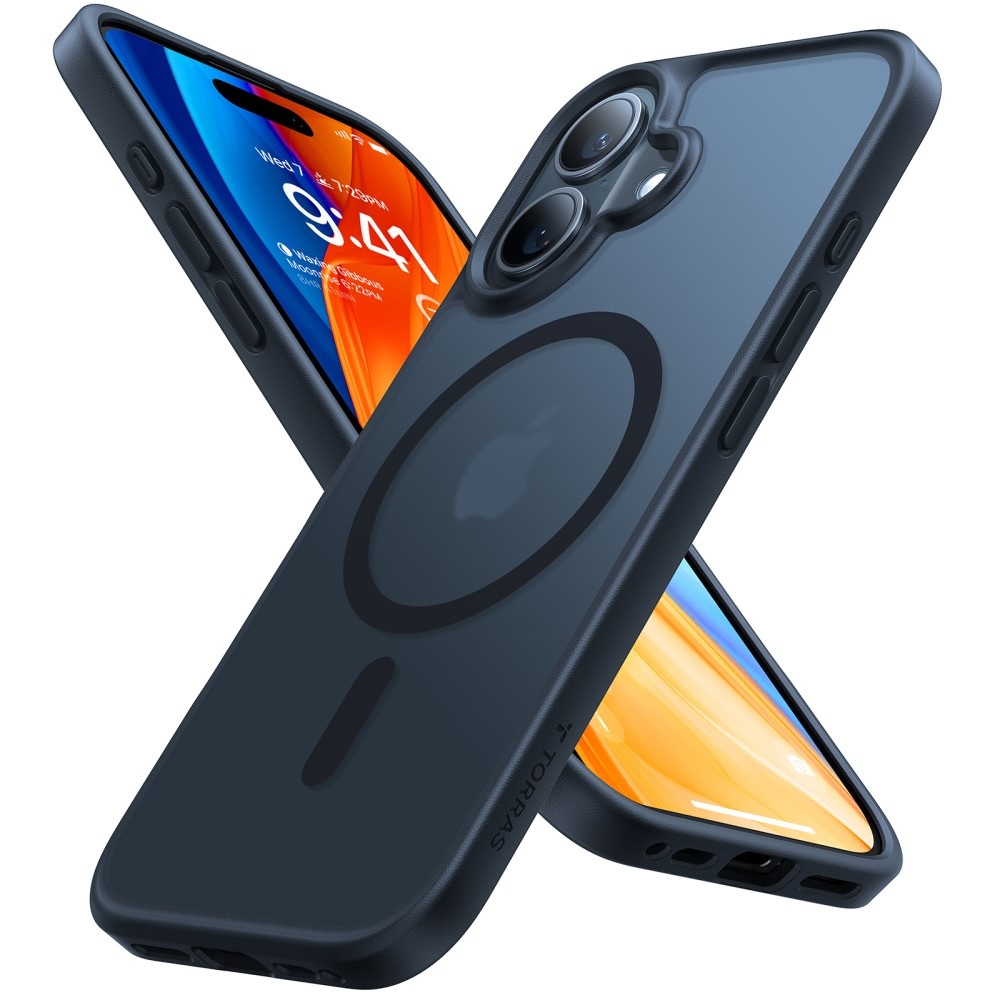 Torras iPhone 16 Plus  hoesje – slanke, duurzame backcover met volledige MagSafe ondersteuning en schokbestendige bescherming - Zwart