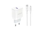 Dudao - Stekker met USB aansluiting (5V) - USB naar Micro USB oplader - 2.4A oplaadkabel - Datakabel - 1 Meter - Wit
