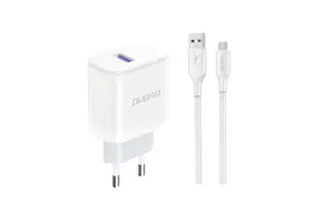 Dudao - Stekker met USB aansluiting (5V) - USB naar Micro USB oplader - 2.4A oplaadkabel - Datakabel - 1 Meter - Wit