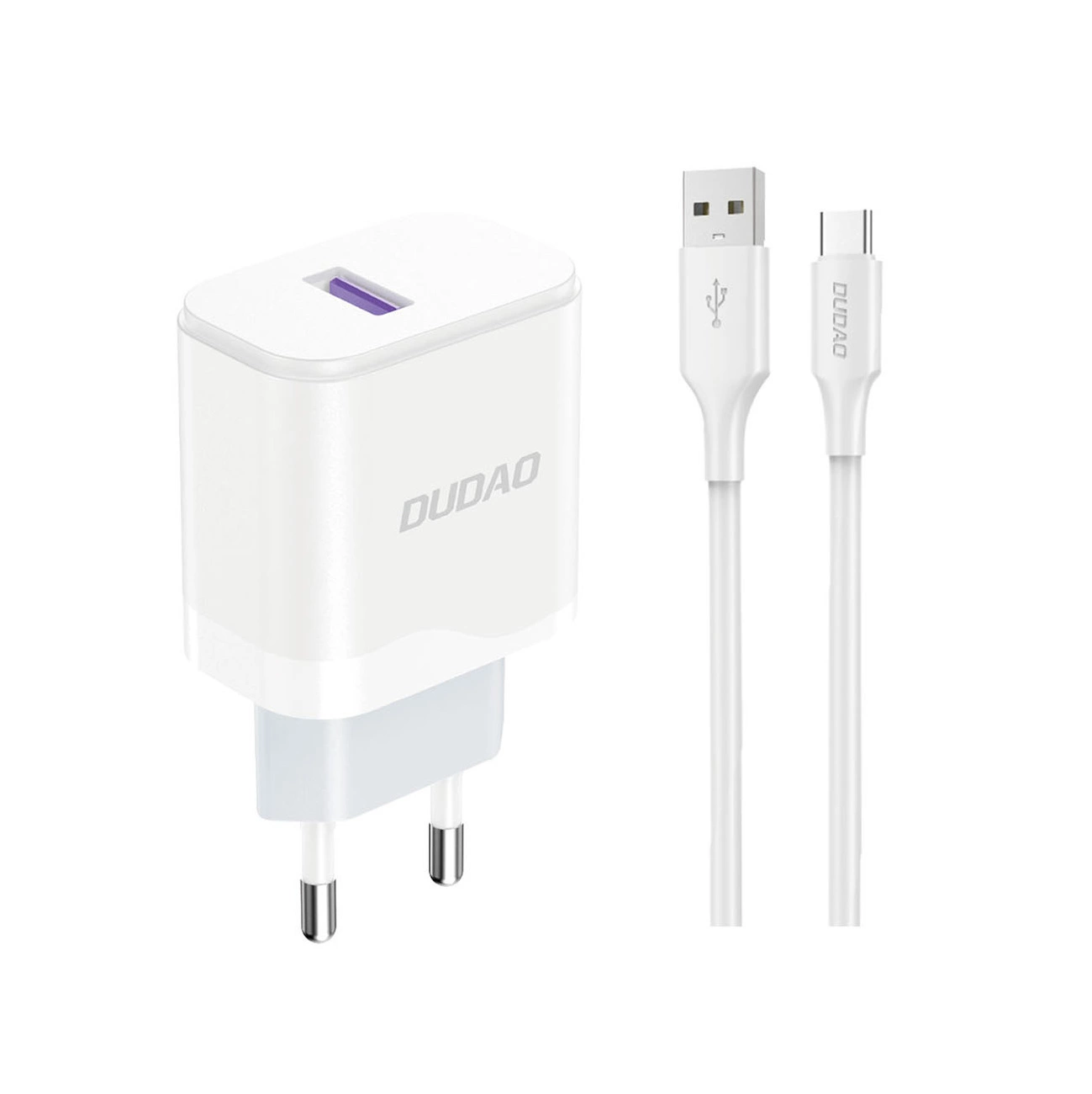 Stekker met USB aansluiting (5V) + USB naar Lightning (2.4A) iPhone en iPad oplader en datakabel van 1 Meter - Wit