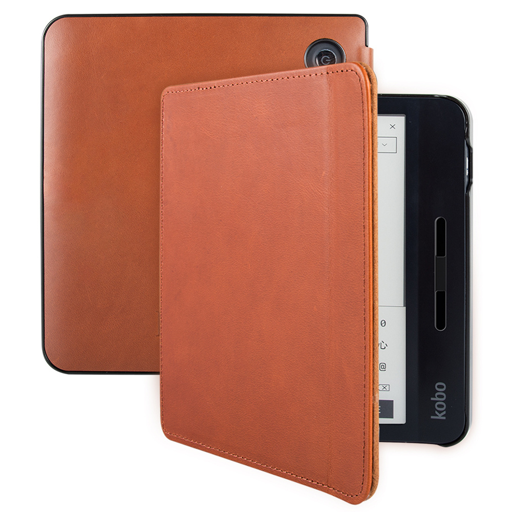 Kobo Libra H20 hoes (7 inch) Leren sleepcover - Cognac - Model N873