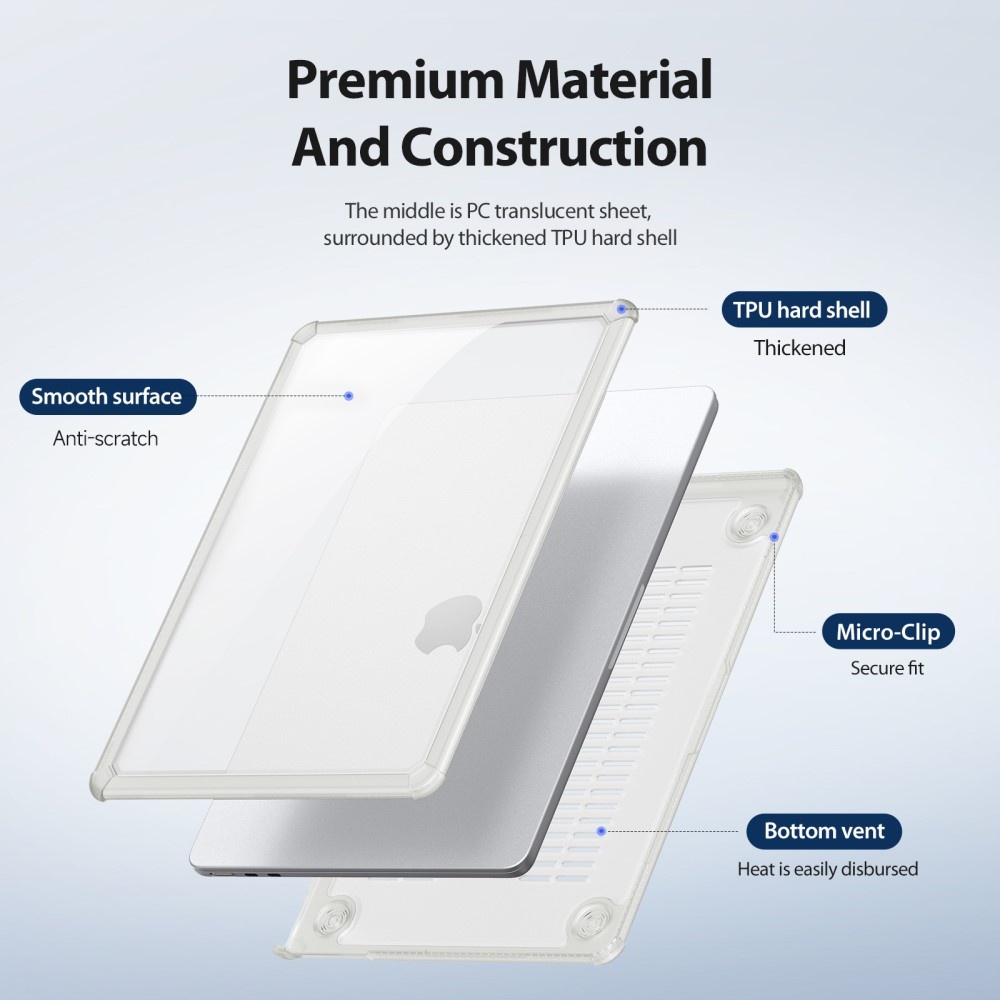 MacBook Air 13 inch (2022-2026) Armor cover hoes - Transparant - Model A2681/A3113/A3240