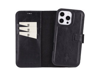 NorthLife iPhone 16 Pro Max - Leren Afneembare 2-in-1 bookcase telefoonhoes - Zwart