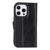 iPhone 16 Pro leren afneembare 2-in-1 bookcase telefoonhoes - Zwart