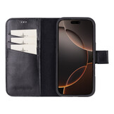 iPhone 16 Pro leren afneembare 2-in-1 bookcase telefoonhoes - Zwart
