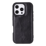 iPhone 16 Pro leren afneembare 2-in-1 bookcase telefoonhoes - Zwart