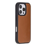 iPhone 16 Pro leren afneembare 2-in-1 bookcase telefoonhoes - Cognac