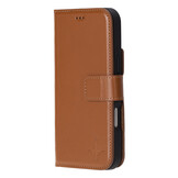 iPhone 16 Pro leren afneembare 2-in-1 bookcase telefoonhoes - Cognac