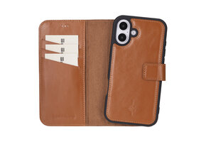 NorthLife iPhone 16 Plus - Leren Afneembare 2-in-1 bookcase telefoonhoes - Cognac